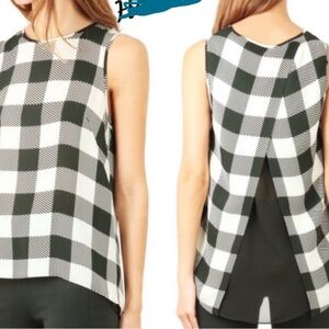 Rag & Bone Womens Buffalo Plaid Silk Layered Tank Top black White Size M